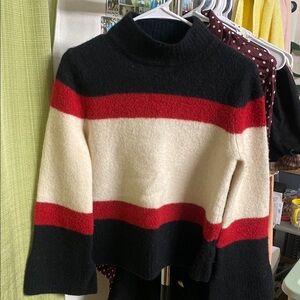 Banana Republic Black and Red Cowl Neck Sweater